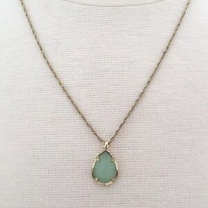 Kendra Scott Kiri with light green chalcedony teardrop pendant. 1167